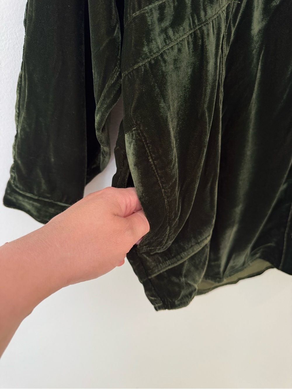 Natural Life Laid Back Velvet Button Down Tunic Shirt Shacket Green, Size XXL - Picture 6 of 10
